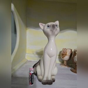 Vintage Cream Ceramic Cat Figurine
